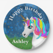 Magische Unicorn Birthday Papieren Bordje (Voorkant)