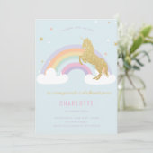 MAGISCHE UNICORN BIRTHDAY PARTIJ INVITATIE KAART (Staand voorkant)