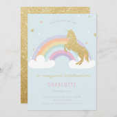 MAGISCHE UNICORN BIRTHDAY PARTIJ INVITATIE KAART (Voorkant / Achterkant)