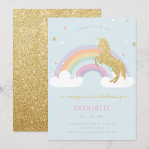 MAGISCHE UNICORN BIRTHDAY PARTIJ INVITATIE KAART