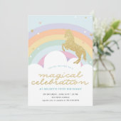 MAGISCHE UNICORN BIRTHDAY PARTIJ INVITATIE KAART (Staand voorkant)
