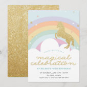 MAGISCHE UNICORN BIRTHDAY PARTIJ INVITATIE KAART (Voorkant / Achterkant)