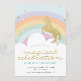 MAGISCHE UNICORN BIRTHDAY PARTIJ INVITATIE KAART