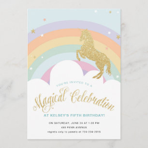 MAGISCHE UNICORN BIRTHDAY PARTIJ INVITATIE KAART