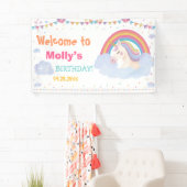 Magische Unicorn Birthday Rainbow-achtergrond Spandoek (Insitu)
