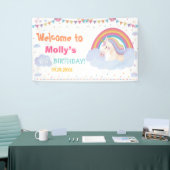 Magische Unicorn Birthday Rainbow-achtergrond Spandoek (Beurs)