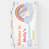 Magische Unicorn Birthday Rainbow-achtergrond Spandoek (Verticaal)