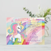 Magische Unicorn Birthday Rainbow Fairytale Kaart (Staand voorkant)
