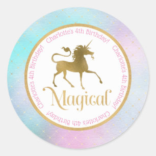 Magische Unicorn Birthday Ronde Sticker