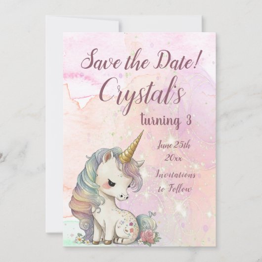 Magische Unicorn Birthday Save The Date (Voorkant)