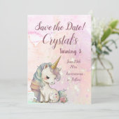 Magische Unicorn Birthday Save The Date (Staand voorkant)