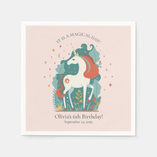 Magische Unicorn Birthday Servet (Voorkant)