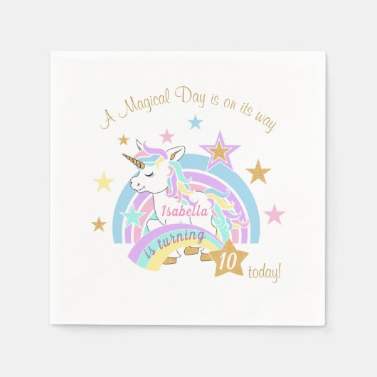 Magische Unicorn Birthday Servet (Voorkant)