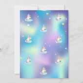 Magische Unicorn Blue Holographic Birthday Kaart (Achterkant)