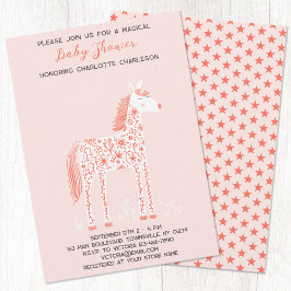 Magische Unicorn Blush Pink Baby shower Uitnodigin Kaart