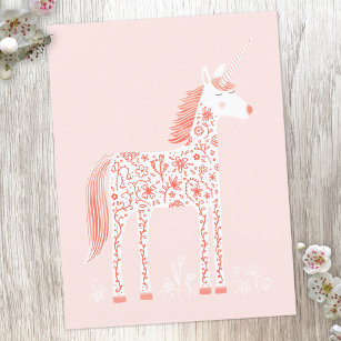 Magische Unicorn Blush Pink Briefkaart