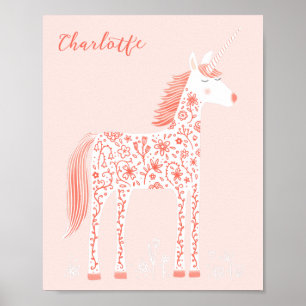 Magische Unicorn Blush Pink op maat Poster