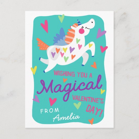 Magische Unicorn Briefkaart Size Classroom Valenti (Voorkant)