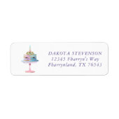 Magische Unicorn Cake | Adres Waterverf Fantasy Etiket (Voorkant)