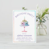 Magische Unicorn Cake | Fantasy Waterverf Birthday Kaart (Staand voorkant)