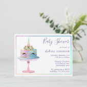 Magische Unicorn Cake | Fantasy Waterverf Shower Kaart (Staand voorkant)