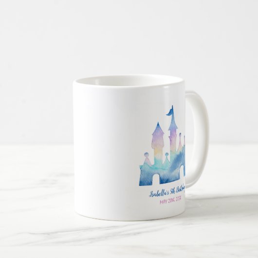 Magische Unicorn Castle Rainbow 5th Birthday Koffiemok (Voorkant rechts)