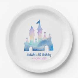 Magische Unicorn Castle Rainbow 5th Birthday Party Papieren Bordje