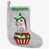 Magische Unicorn Cupcake Red Green Cute Kleine Kerstsok (Voorkant)