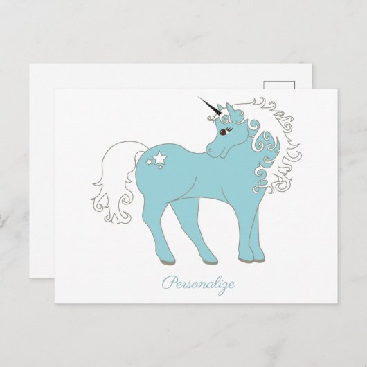 Magische Unicorn Cute en Schattig met Star Briefkaart (Voorkant / Achterkant)