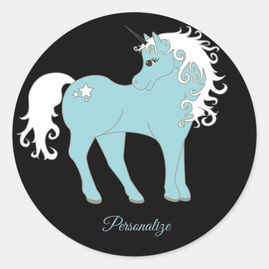 Magische Unicorn Cute en Schattig met Star Ronde Sticker (Voorkant)