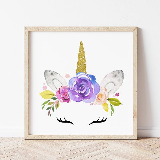 Magische Unicorn, Cute Unicorn, Girl Nursery, Roze Foto Afdruk