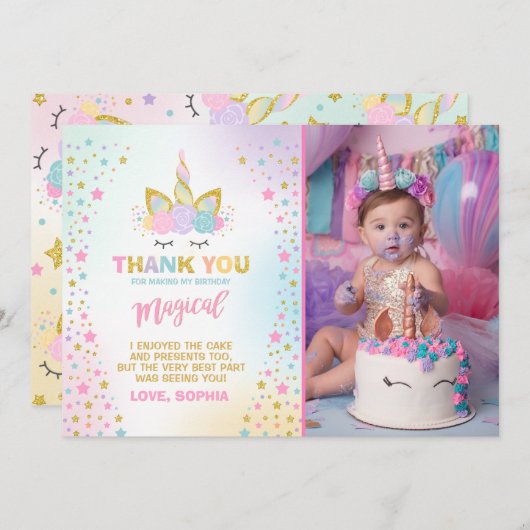 Magische Unicorn Dank u wel! Bedankkaart (Voorkant / Achterkant)