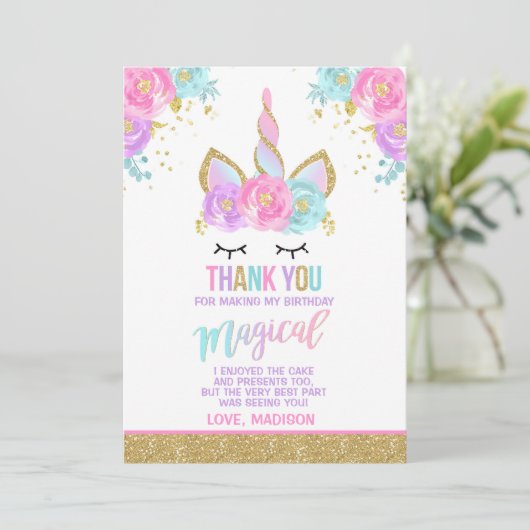 Magische Unicorn Dank u wel! Bedankkaart (Staand voorkant)