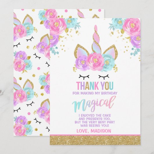 Magische Unicorn Dank u wel! Bedankkaart (Voorkant / Achterkant)