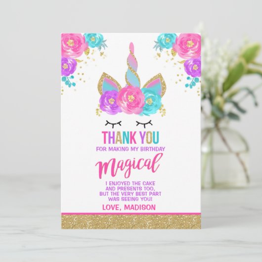 Magische Unicorn Dank u wel! Bedankkaart (Staand voorkant)