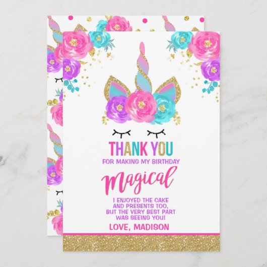 Magische Unicorn Dank u wel! Bedankkaart (Voorkant / Achterkant)