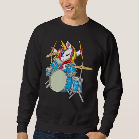 Magische Unicorn die uitspringt als drummer grappi Trui (Voorkant)