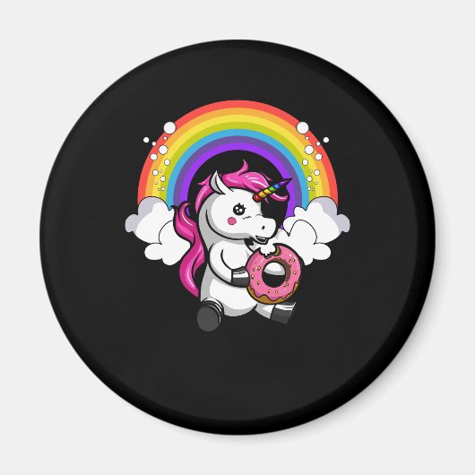 Magische Unicorn Donut Lover Rainbow Magneet (Voorkant)