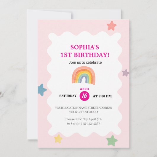 Magische Unicorn Dreamland Uitnodiging (Achterkant)