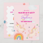 Magische Unicorn Dreamland Uitnodiging (Voorkant / Achterkant)