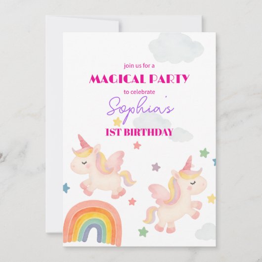 Magische Unicorn Dreamland Uitnodiging (Voorkant)
