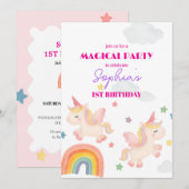 Magische Unicorn Dreamland Uitnodiging (Voorkant / Achterkant)