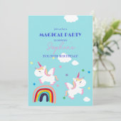 Magische Unicorn Dreamland Uitnodiging (Staand voorkant)