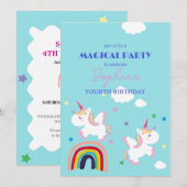 Magische Unicorn Dreamland Uitnodiging (Voorkant / Achterkant)