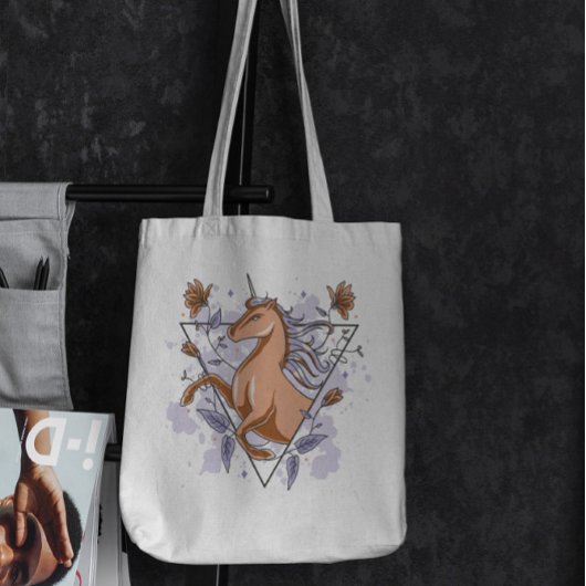 Magische unicorn en bloemen tote bag