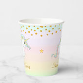 Magische unicorn en goudConfetti op parelkleuren Papieren Bekers (Links)