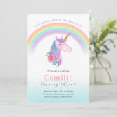 Magische Unicorn en regenboogdag Uitnodiging (Staand voorkant)