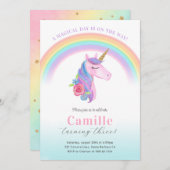 Magische Unicorn en regenboogdag Uitnodiging (Voorkant / Achterkant)