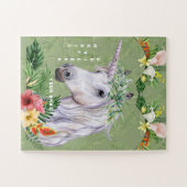 Magische Unicorn Exotic Tropical Flowers Monogram Legpuzzel (Horizontaal)