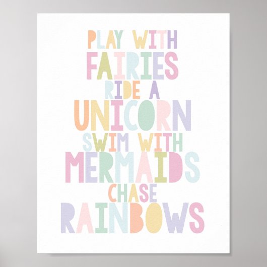 MAGISCHE UNICORN, FAIRIES, MERMAÏDEN, RAINBOWS PRI POSTER (Voorkant)